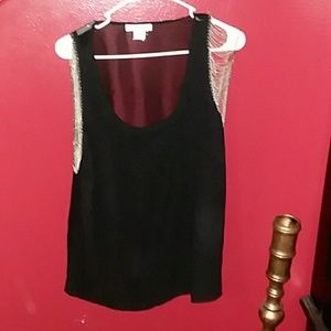 Black sheer top chain accent sleeves gothic punk